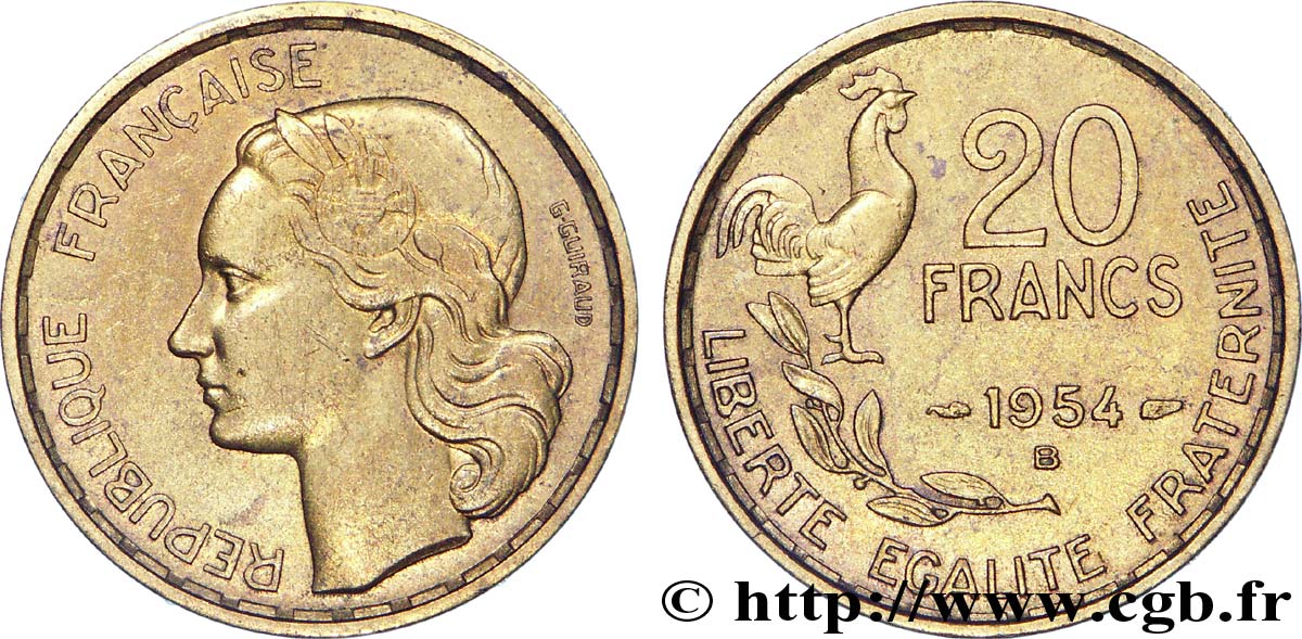 20 francs G. Guiraud 1954 Beaumont-Le-Roger F.402/13 TTB 