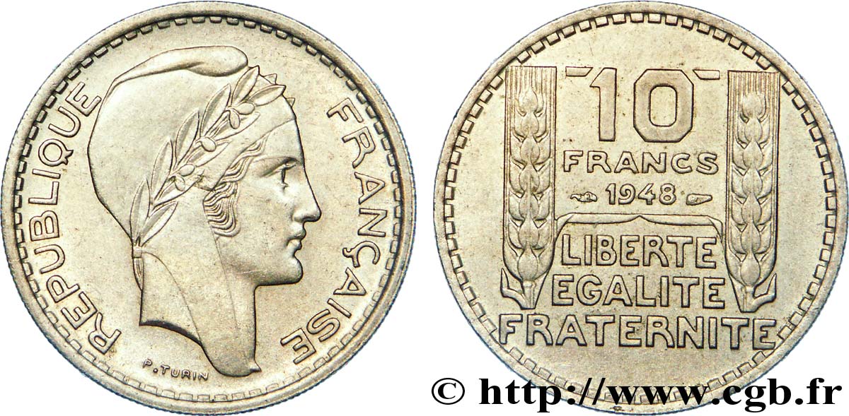10 francs Turin, petite tête 1948  F.362/3 XF 