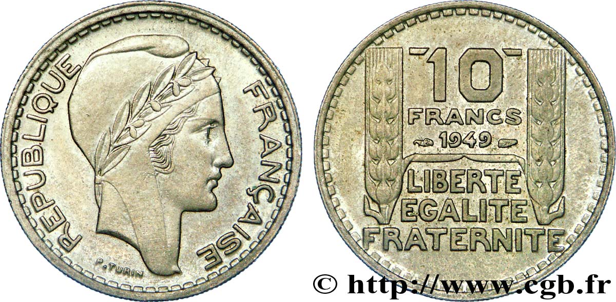 10 francs Turin, petite tête 1949  F.362/6 SUP 