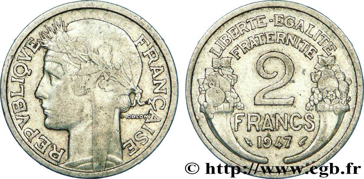 2 francs Morlon, aluminium 1947  F.269/10 VF 
