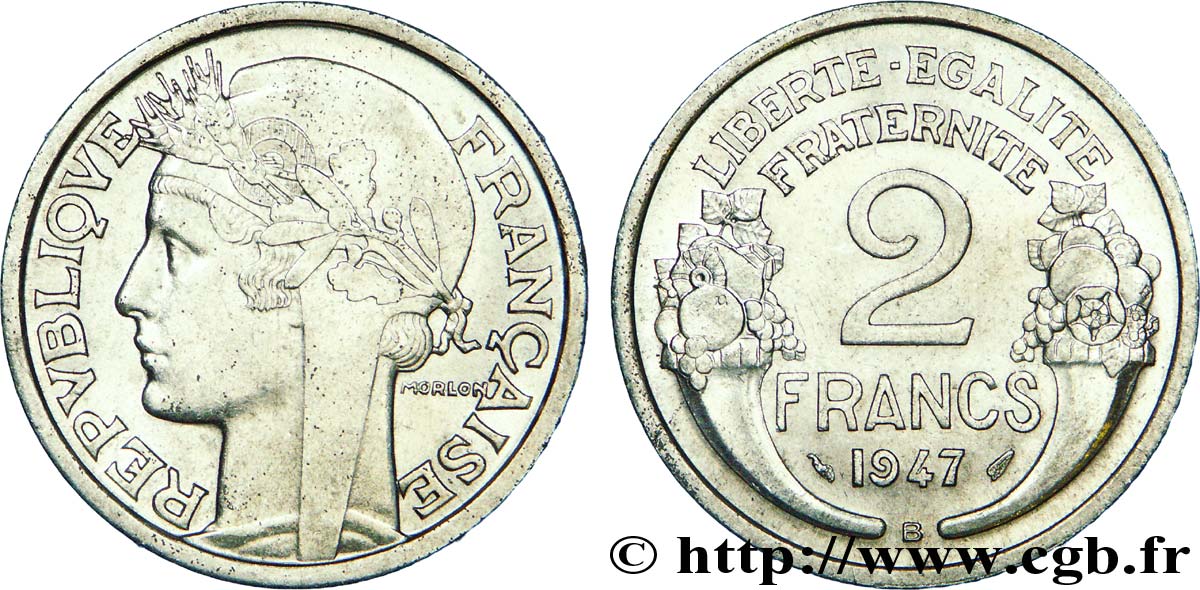 2 francs Morlon, aluminium 1947 Beaumont-Le-Roger F.269/11 VZ 