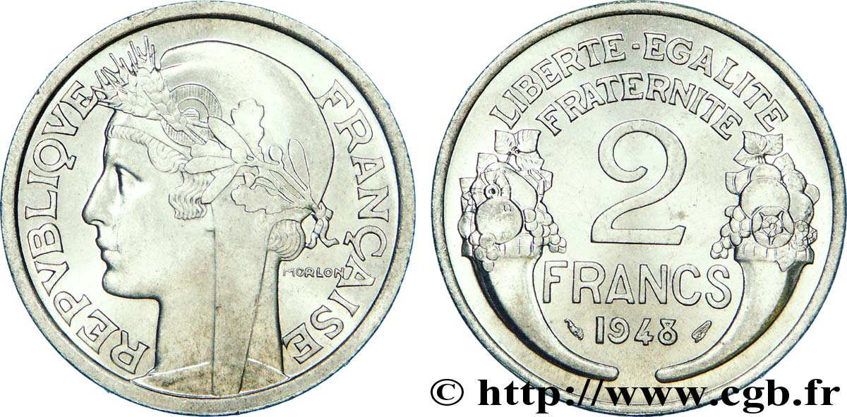 2 francs Morlon, aluminium 1948  F.269/12 MS 