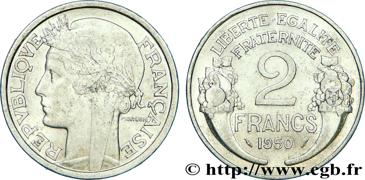 2 francs Morlon, aluminium 1950  F.269/16 EBC 