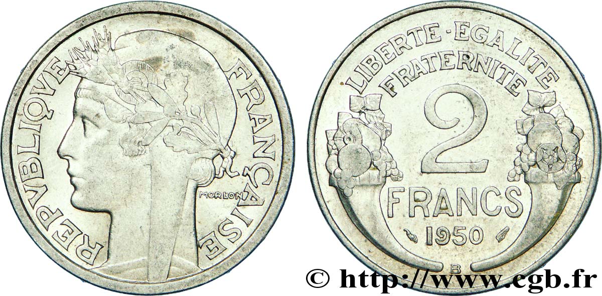 2 francs Morlon, aluminium 1950 Beaumont-Le-Roger F.269/17 EBC 