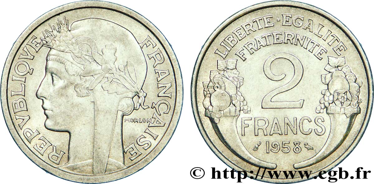 2 francs Morlon, aluminium 1958  F.269/18 SUP 