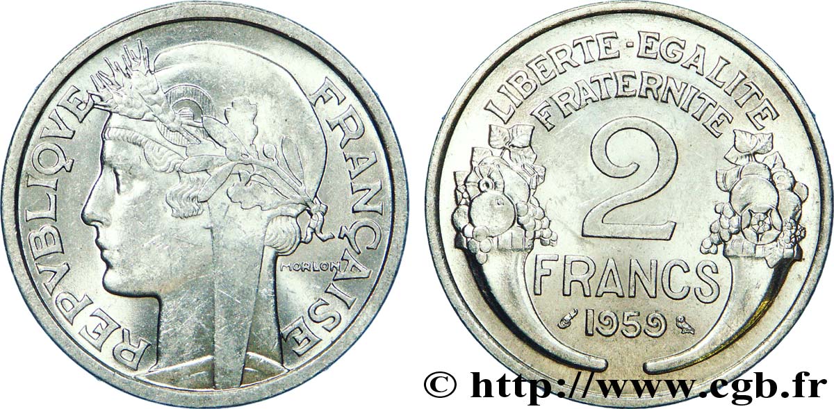 2 francs Morlon, aluminium 1959  F.269/19 fST 