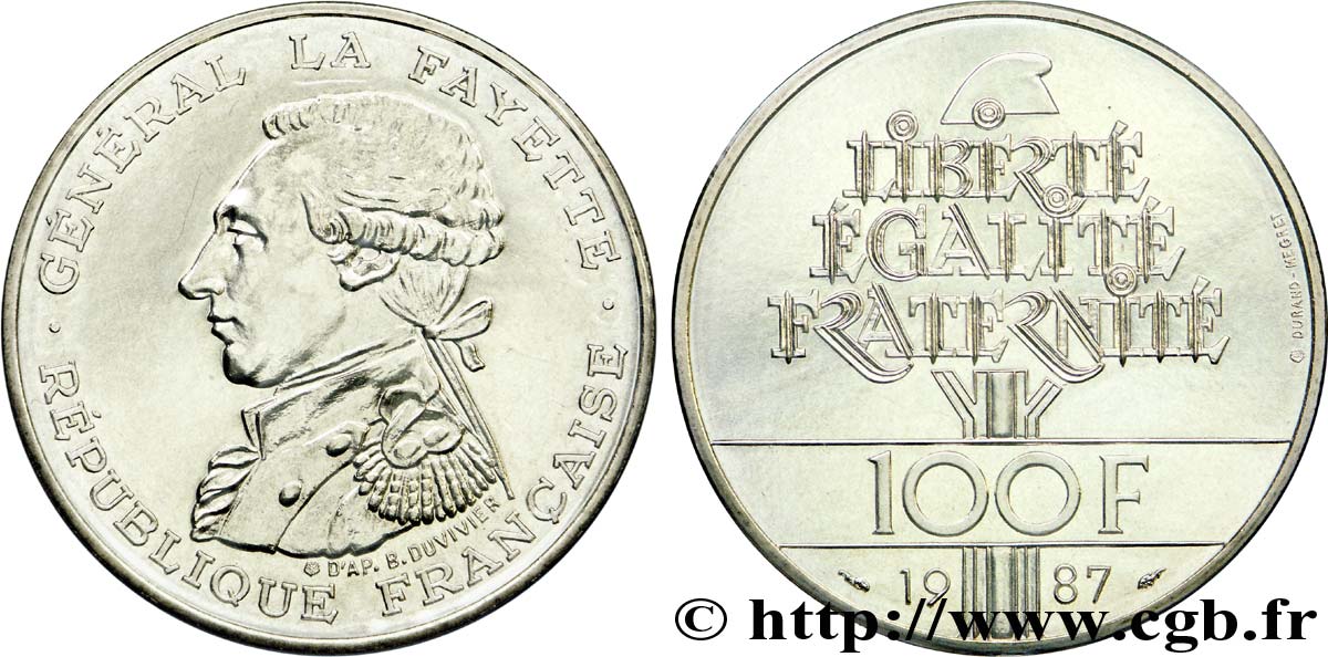 100 francs Égalité - La Fayette 1987  F.455/2 FDC 
