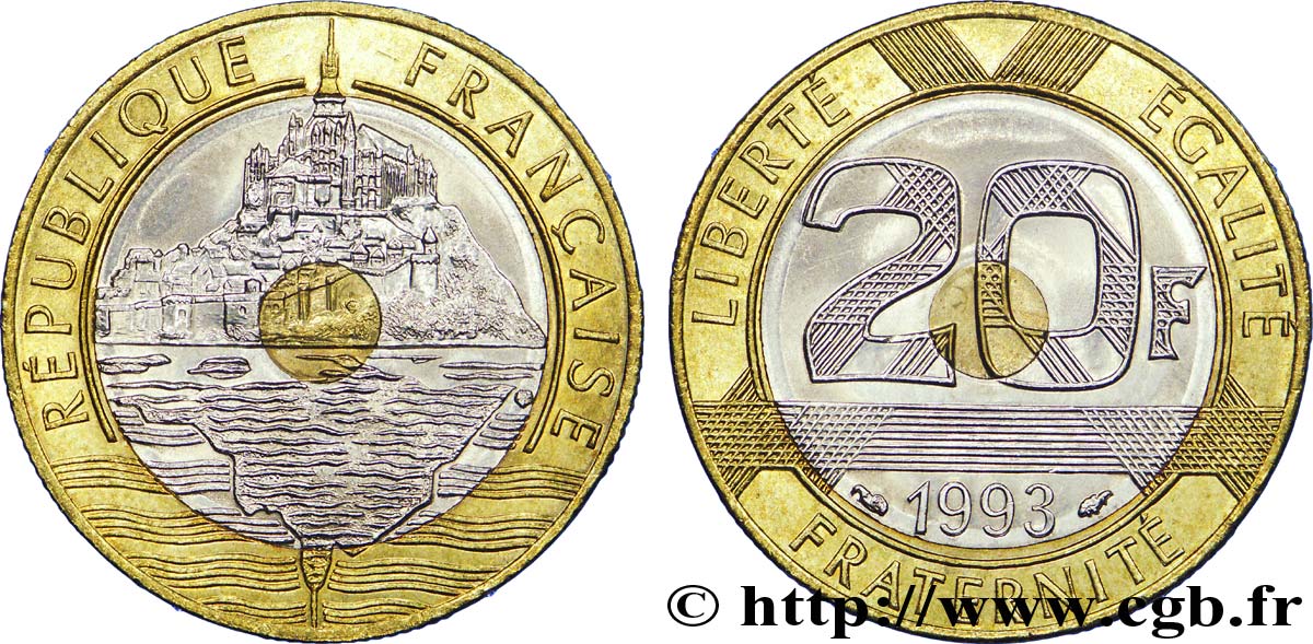 20 francs Mont Saint-Michel, frappe monnaie 1993 Pessac F.403/7 SPL 