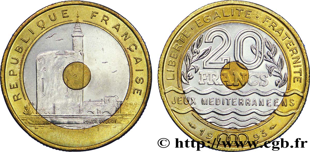 20 francs Jeux Méditerranéens 1993  F.404/2 SPL 