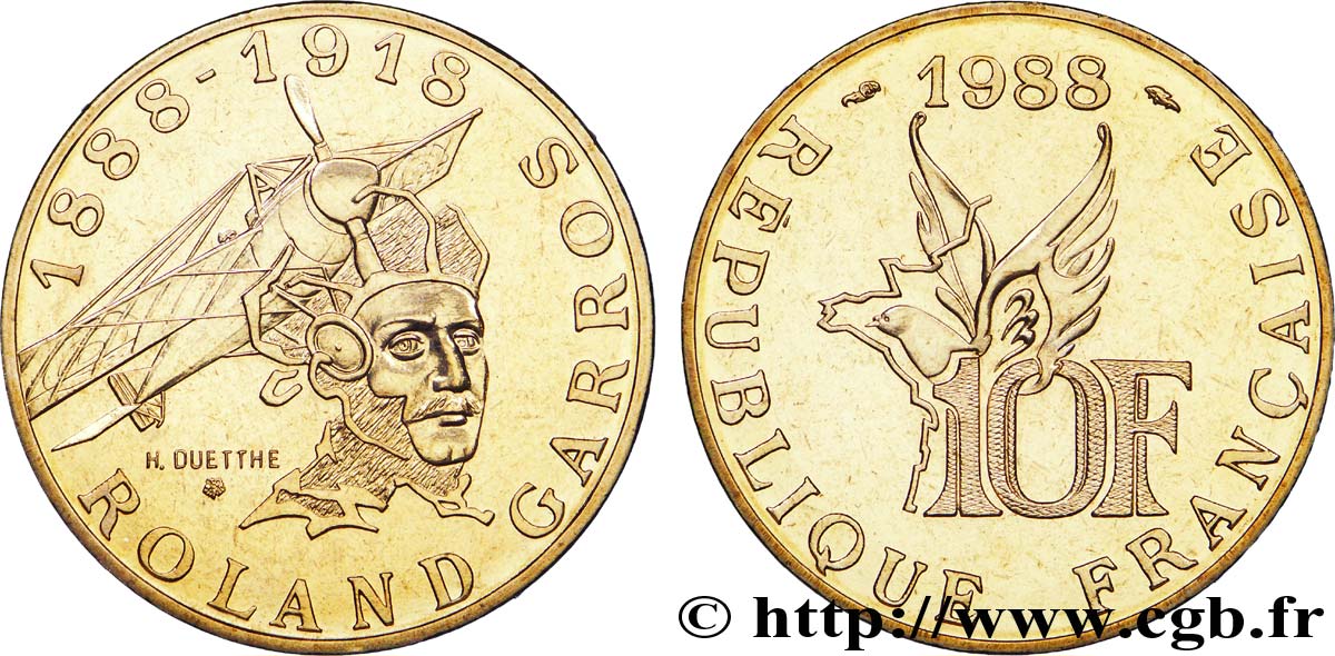 10 francs Roland Garros, tranche B 1988  F.372/2 FDC 