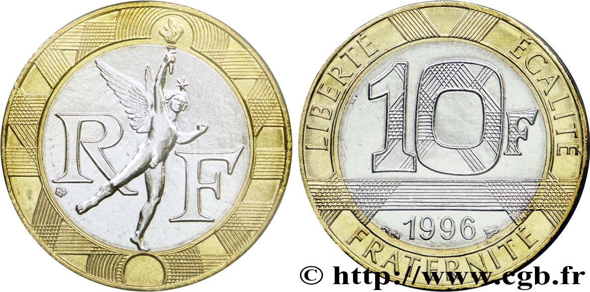 10 francs Génie de la Bastille, BU (Brillant Universel) 1996 Pessac F.375/13 MS 