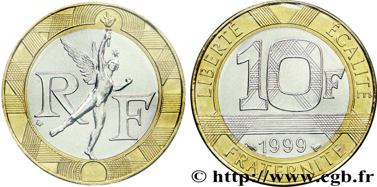 10 francs Génie de la Bastille, BU (Brillant Universel) 1999 Pessac F.375/16 ST 