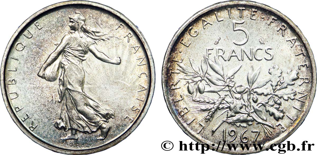 5 francs Semeuse, argent 1967 Paris F.340/11 SUP 