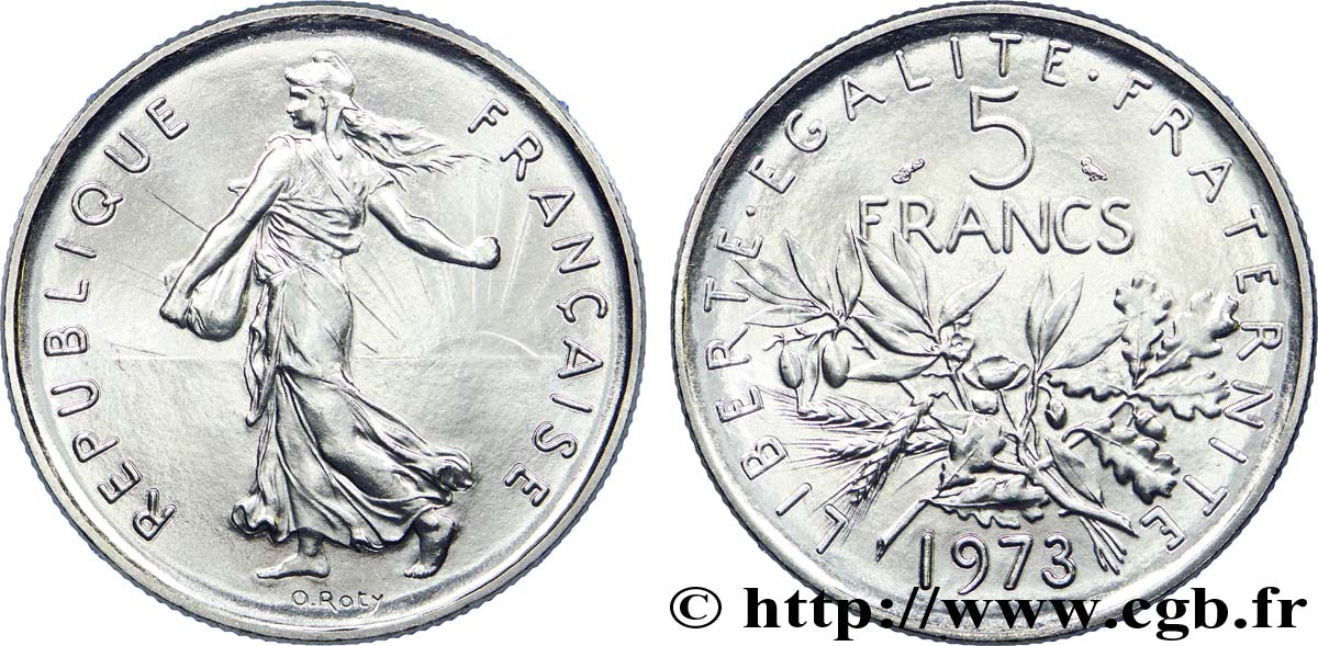 5 francs Semeuse, nickel 1973 Pessac F.341/5 MS 