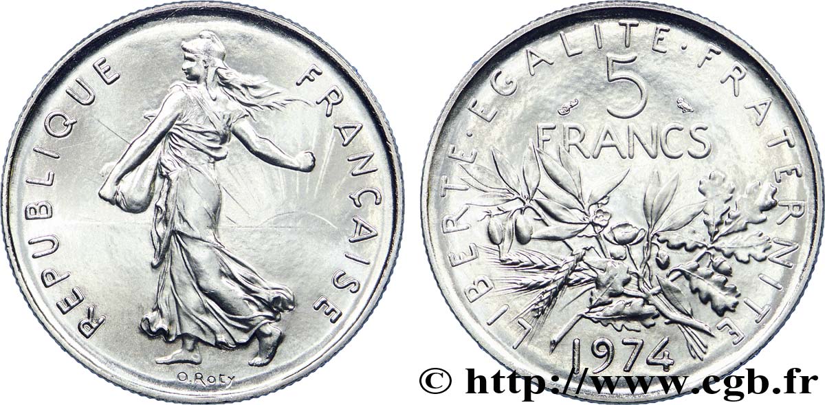 5 francs Semeuse, nickel 1974 Pessac F.341/6 MS 