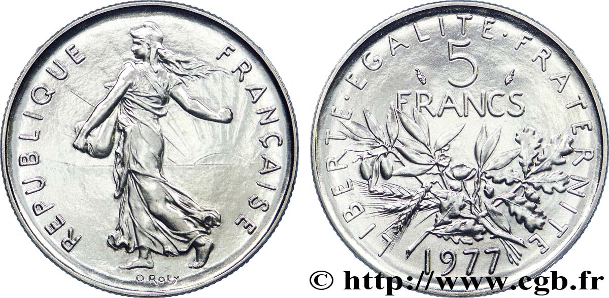 5 francs Semeuse, nickel 1977 Pessac F.341/9 FDC 