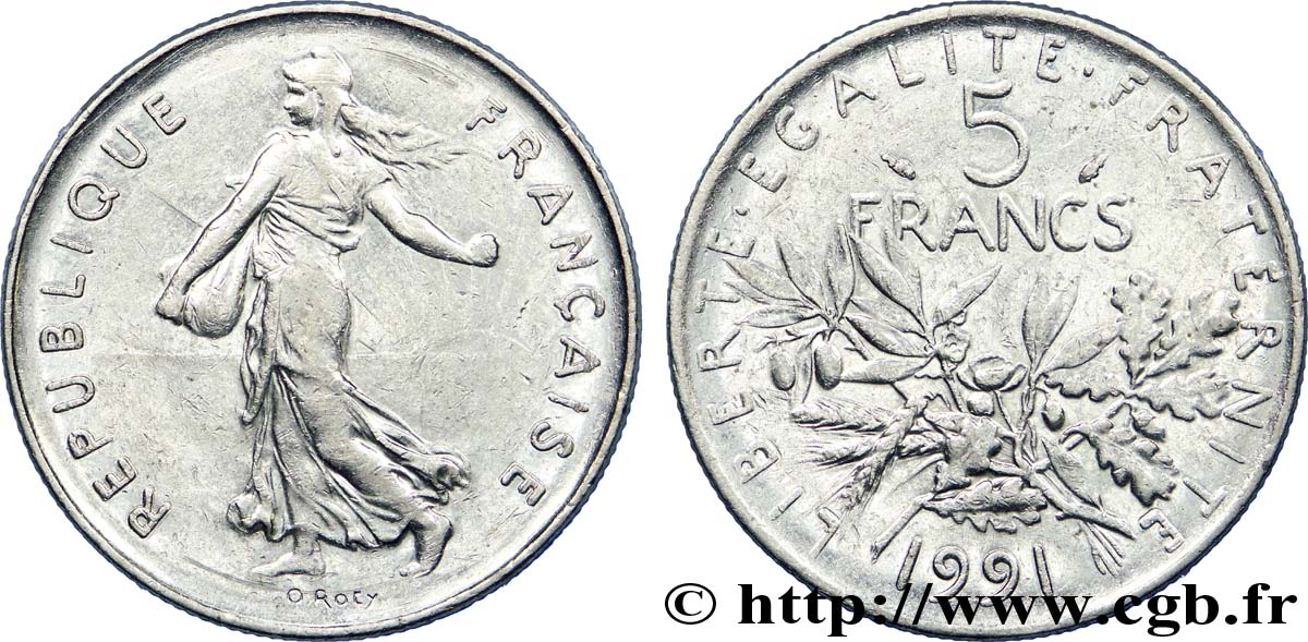 5 francs Semeuse, nickel 1991 Pessac F.341/23 TTB 