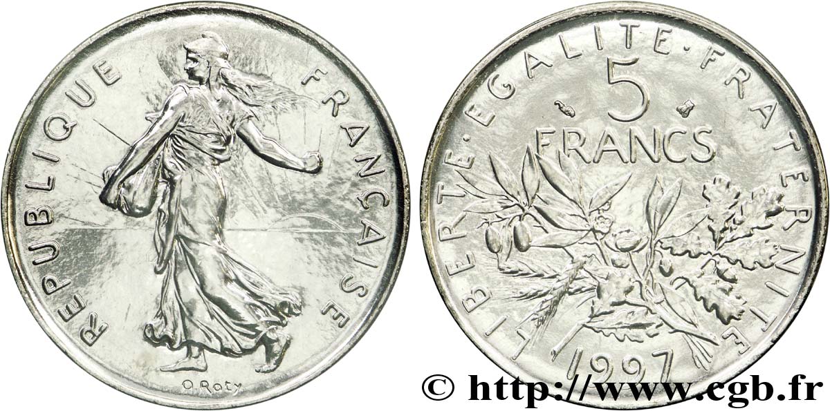 5 francs Semeuse, nickel, BU (Brillant Universel) 1997 Pessac F.341/33 MS 