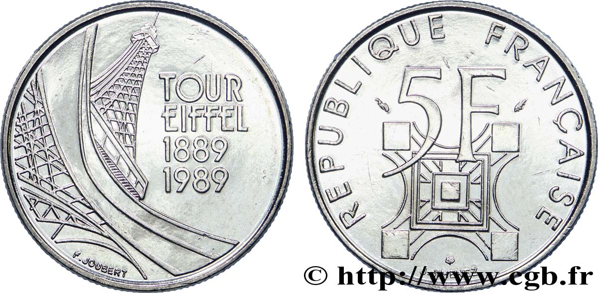 5 francs Tour Eiffel 1989  F.342/2 SPL 