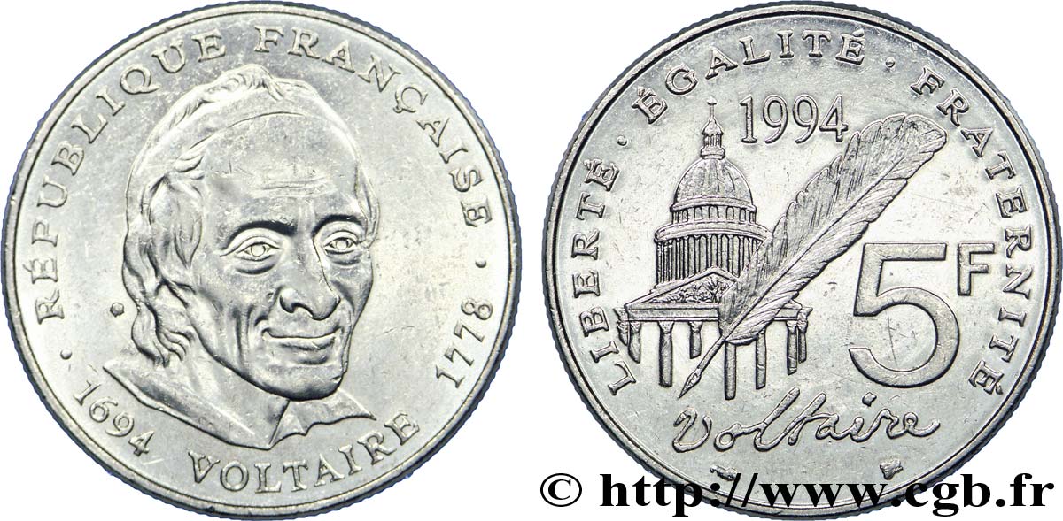 5 francs Voltaire 1994  F.344/2 TTB 
