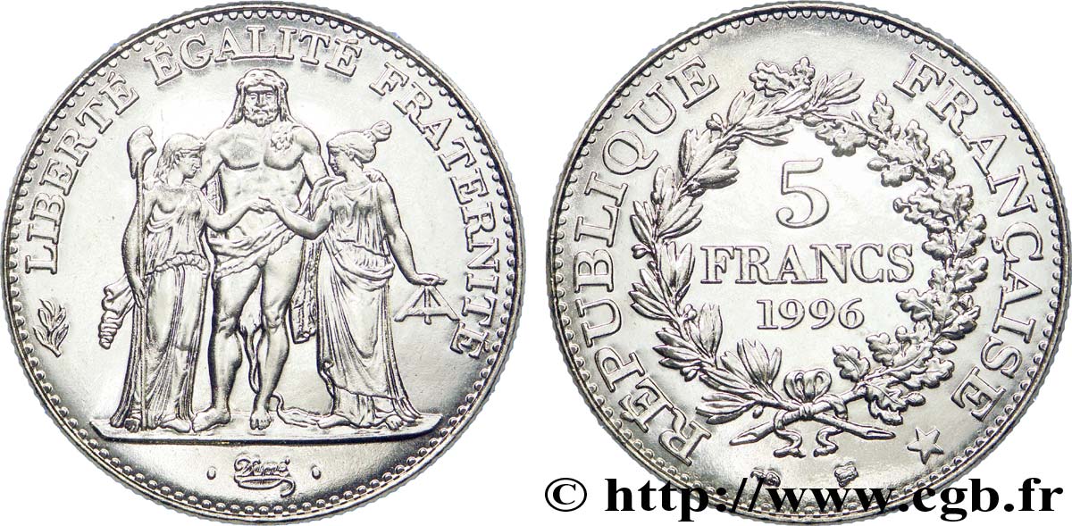 5 francs Hercule de Dupré 1996  F.346/2 EBC 