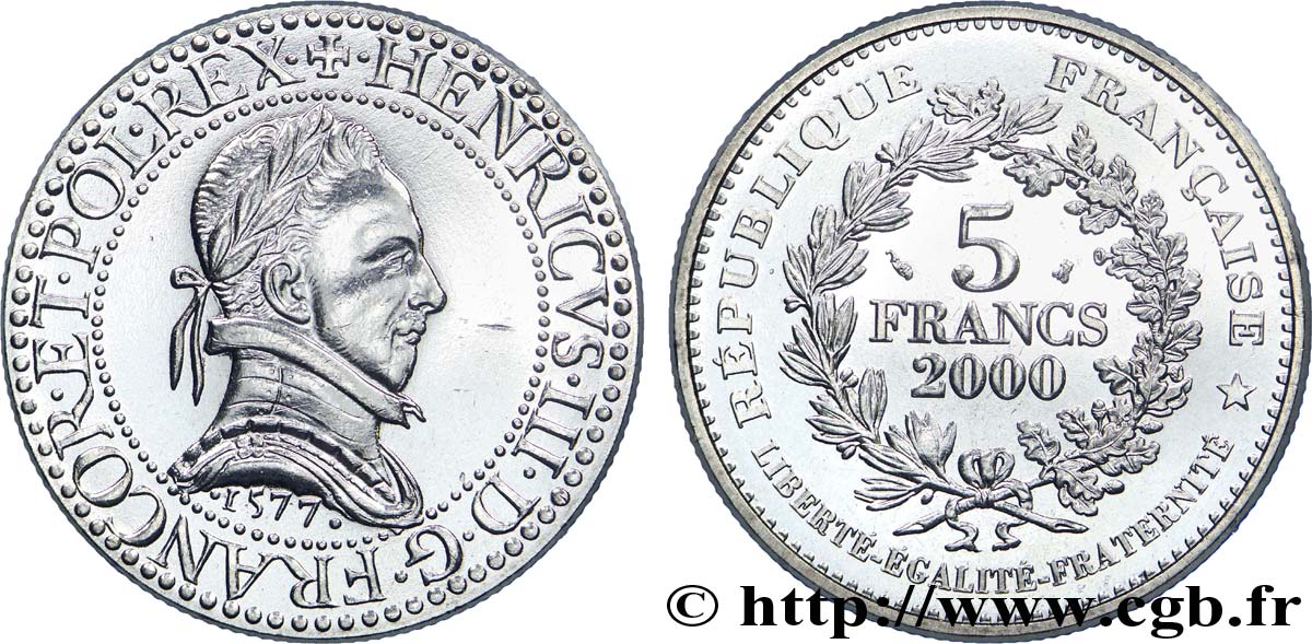 5 francs Franc d’argent de Henri III 2000  F.351/1 SPL 