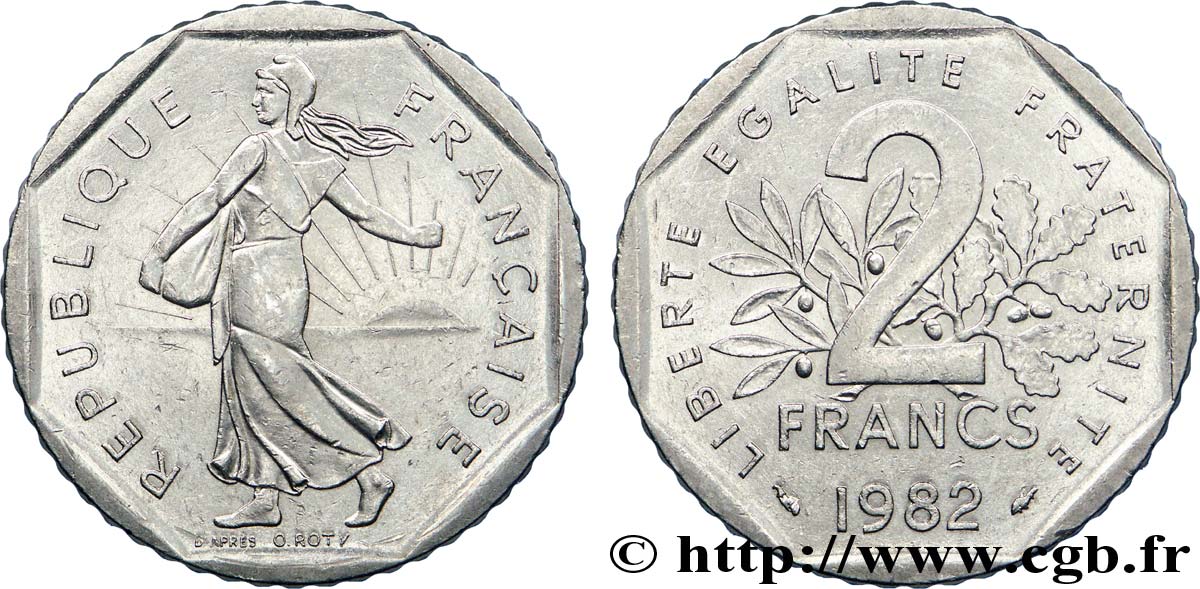 2 francs Semeuse, nickel 1982 Pessac F.272/6 EBC 