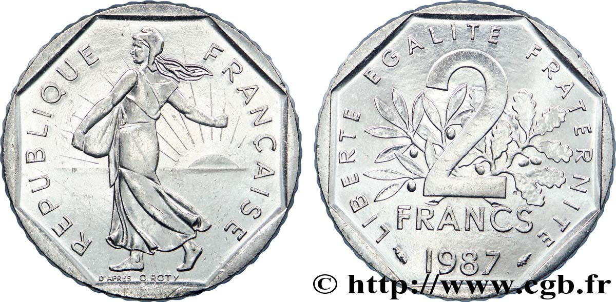 2 francs Semeuse, nickel 1987 Pessac F.272/11 EBC 