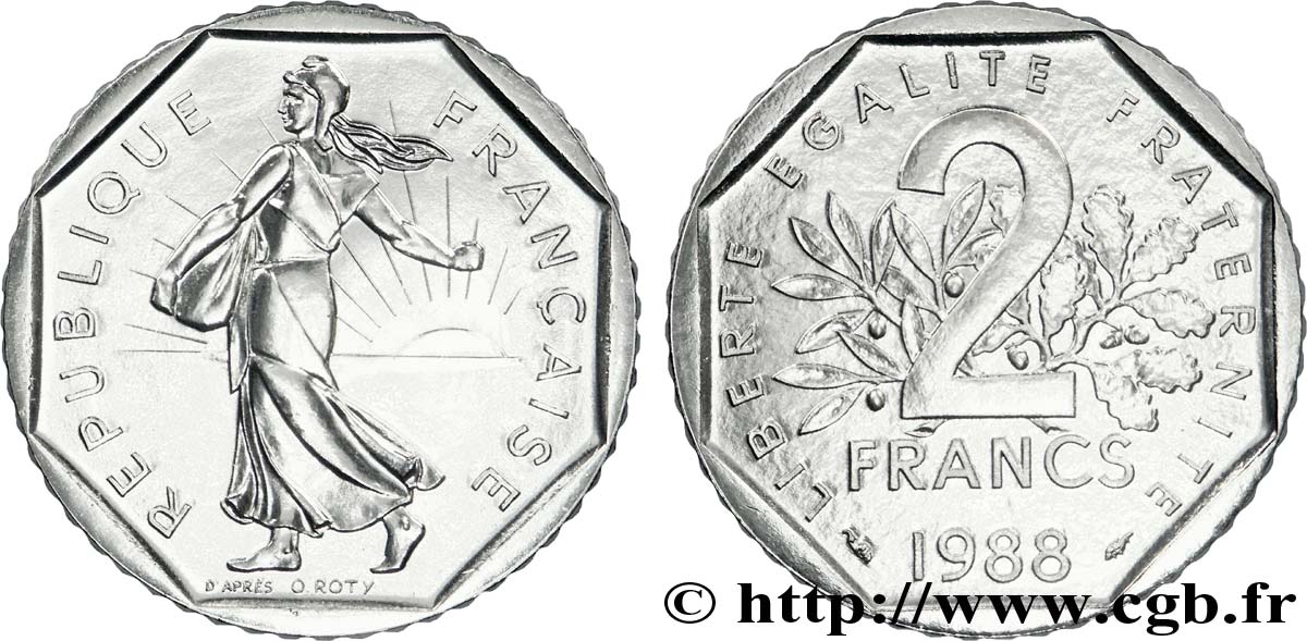 2 francs Semeuse, nickel 1988 Pessac F.272/12 MS 