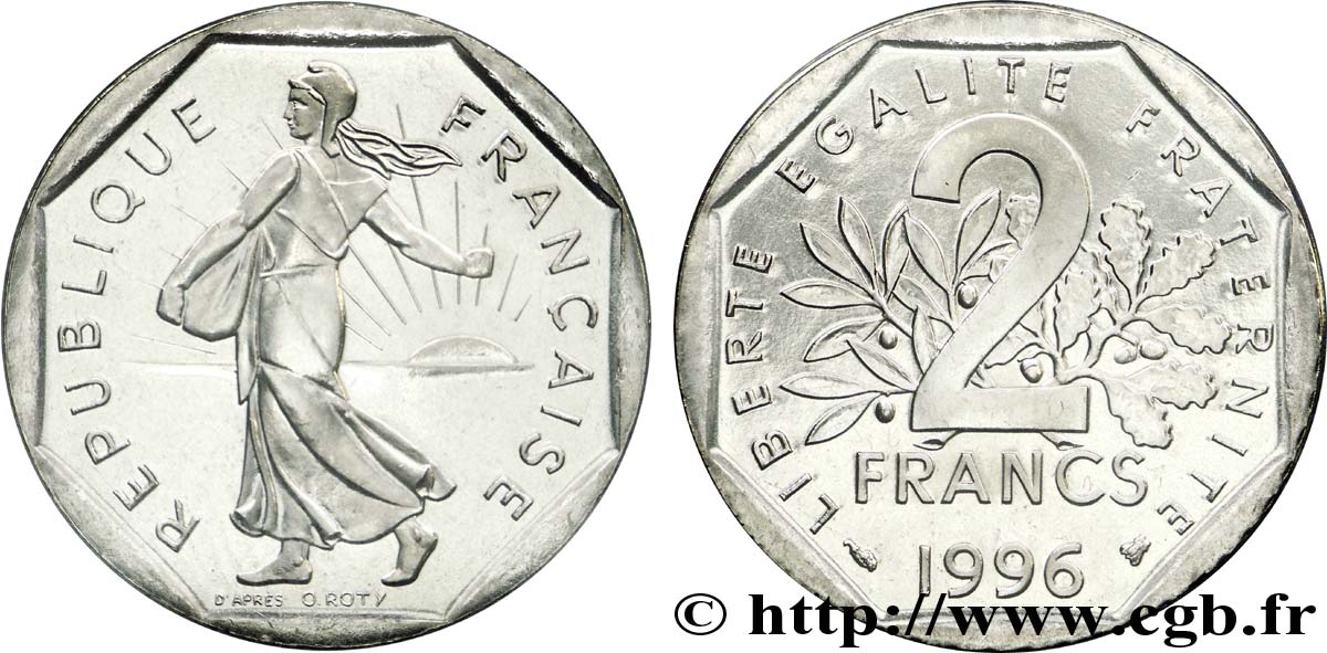 2 francs Semeuse, nickel, BU (Brillant Universel)  1996 Pessac F.272/24 MS 