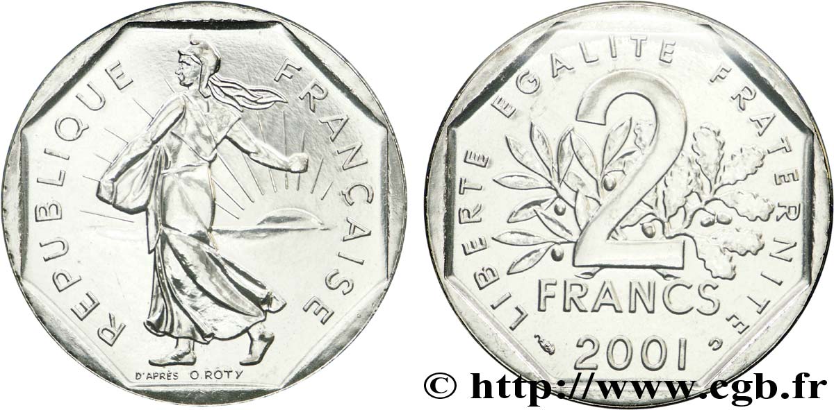 2 francs Semeuse, nickel, BU (Brillant Universel)  2001 Pessac F.272/29 ST 