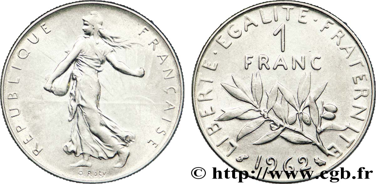 1 franc Semeuse, nickel 1962 Paris F.226/7 SPL 