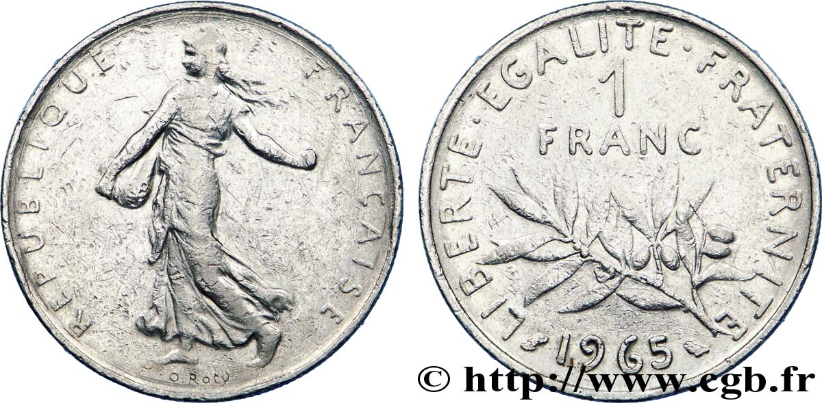 1 franc Semeuse, nickel, petite chouette 1965 Paris F.226/10 MB 