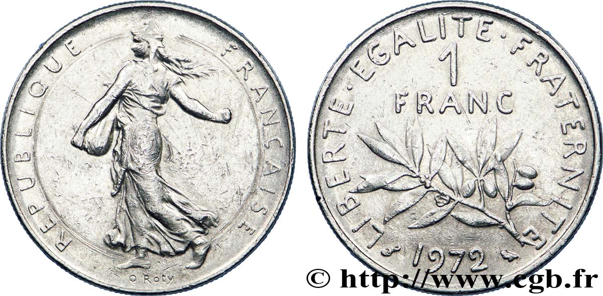1 franc Semeuse, nickel 1972 Paris F.226/17 XF 