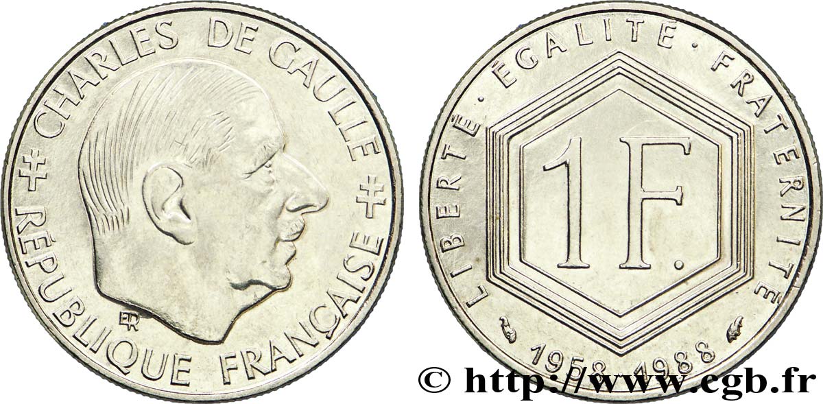 1 franc De Gaulle 1988  F.227/2 SPL 