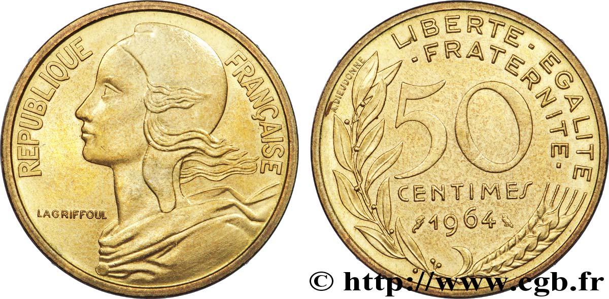 50 centimes Marianne 1964 Paris F.197/6 VZ 