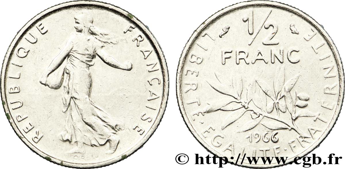 1/2 franc Semeuse 1966 Paris F.198/5 XF 