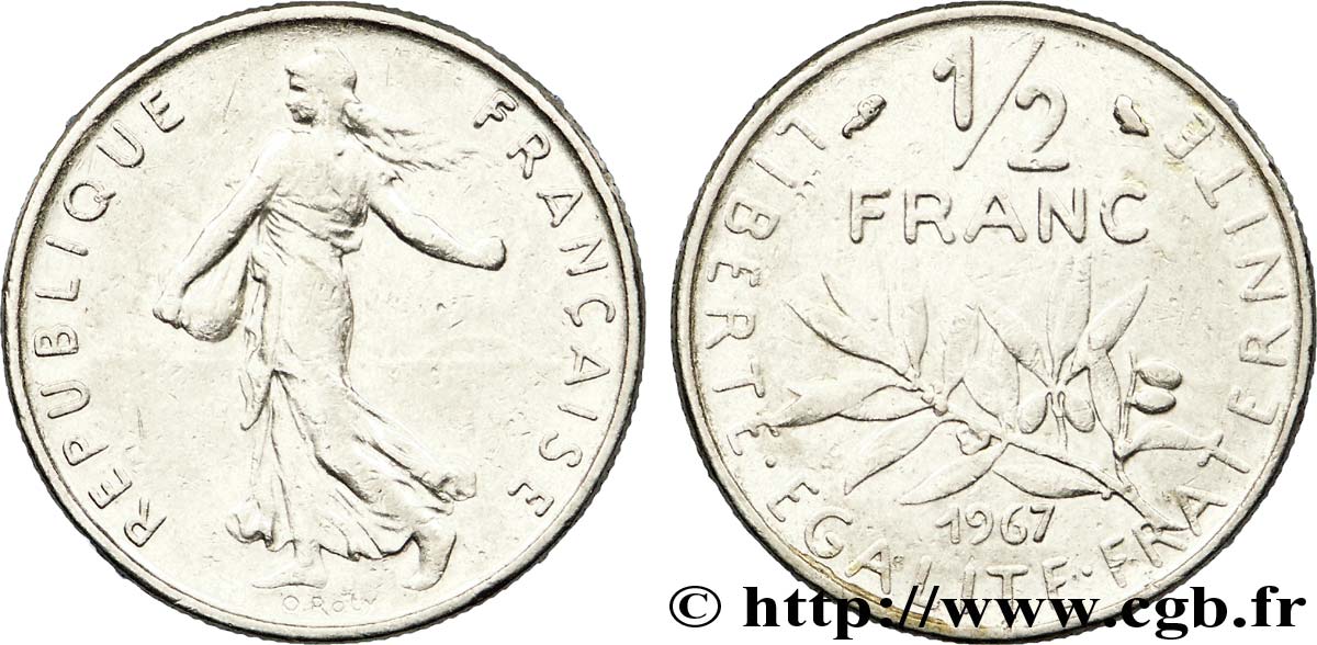 1/2 franc Semeuse 1967 Paris F.198/6 MBC 