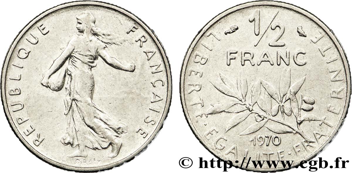 1/2 franc Semeuse 1970 Paris F.198/9 MBC 