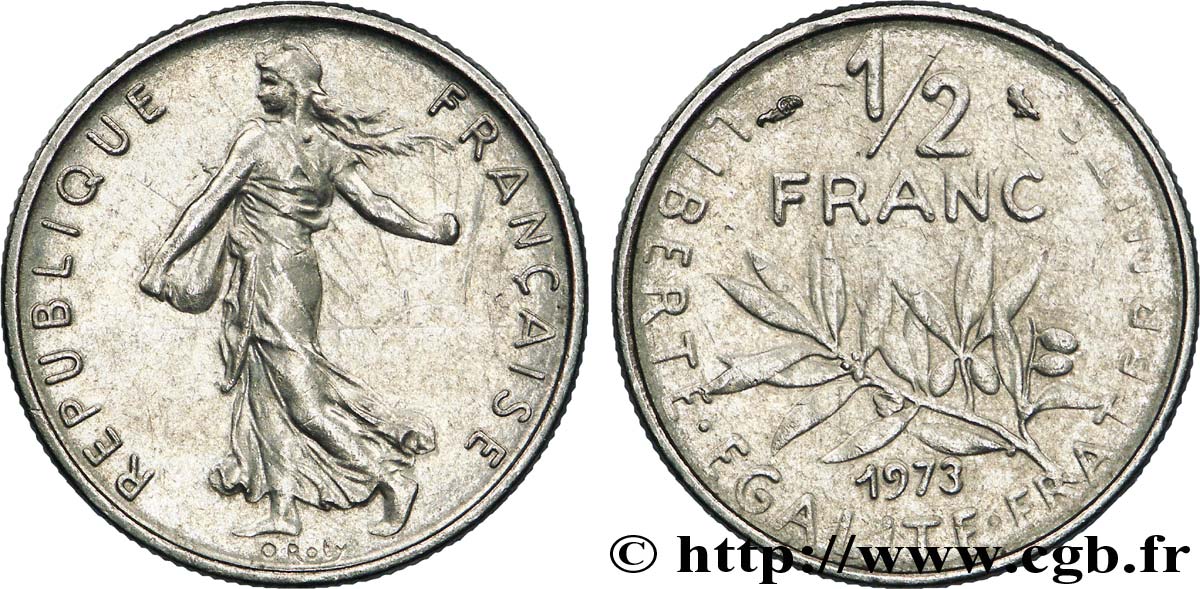 1/2 franc Semeuse 1973 Pessac F.198/12 XF 