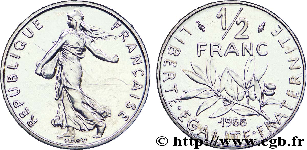 1/2 franc Semeuse 1988 Pessac F.198/27 MS 