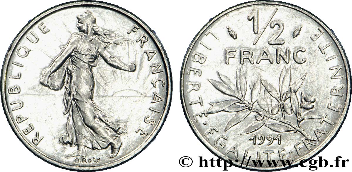 1/2 franc Semeuse 1991 Pessac F.198/30 XF 