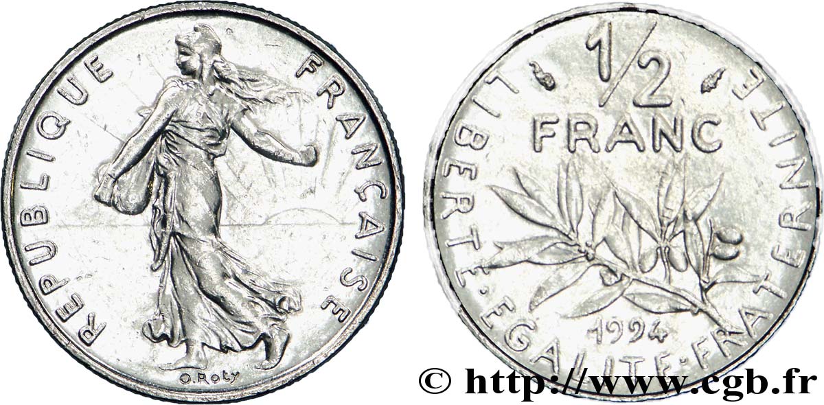 1/2 franc Semeuse, différent dauphin 1994 Pessac F.198/36 BB 