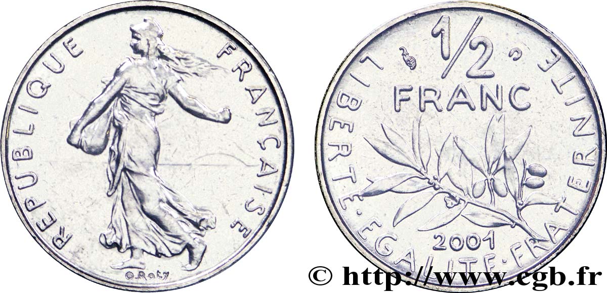 1/2 franc Semeuse, BU (Brillant Universel) 2001 Pessac F.198/44 FDC 