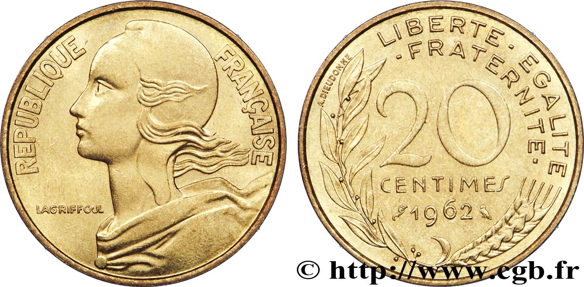 20 centimes Marianne 1962 Paris F.156/2 EBC 