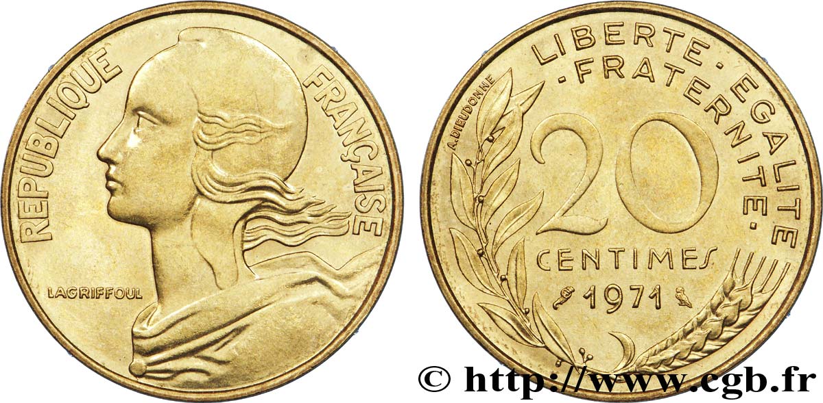 20 centimes Marianne 1971 Paris F.156/11 SPL 