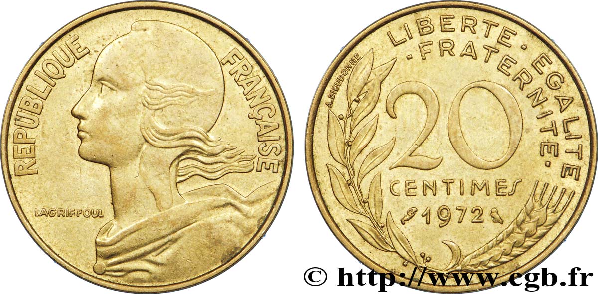 20 centimes Marianne 1972 Paris F.156/12 EBC 