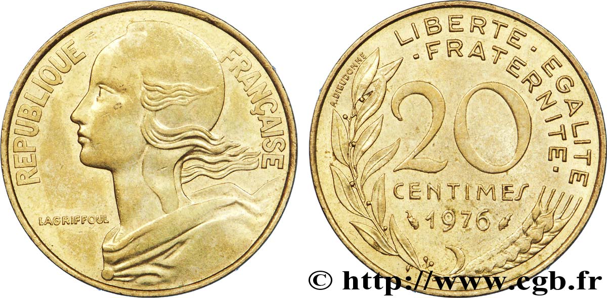 20 centimes Marianne 1976 Pessac F.156/16 VZ 