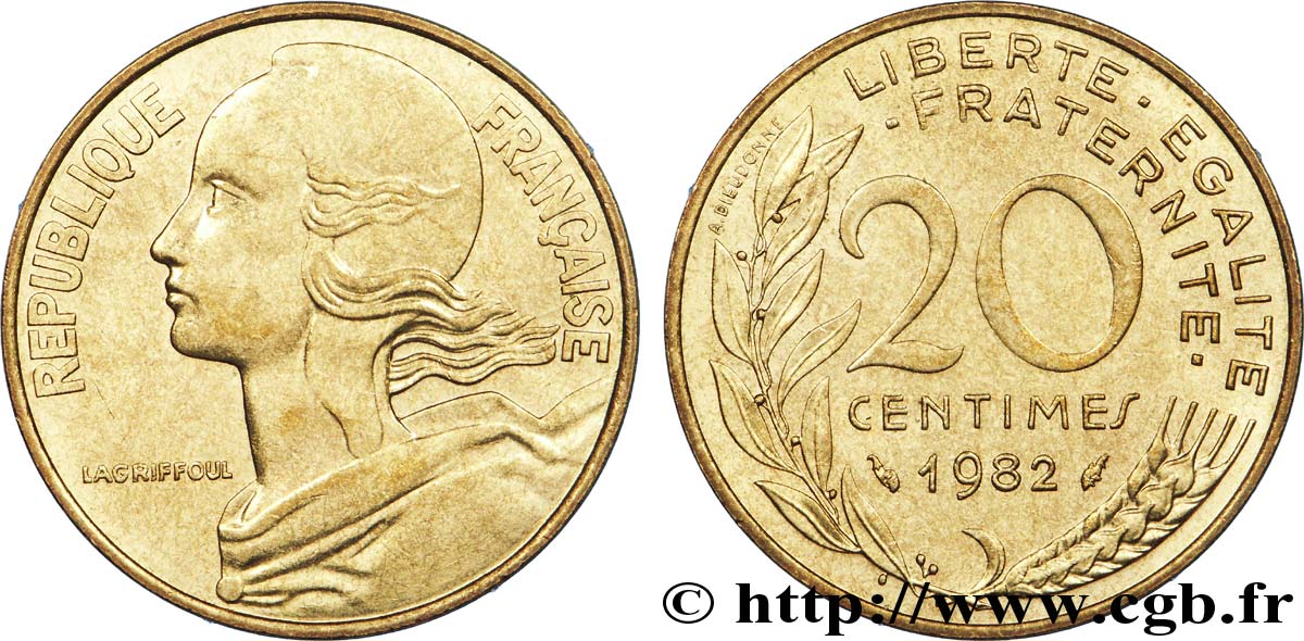 20 centimes Marianne 1982 Pessac F.156/22 SPL 