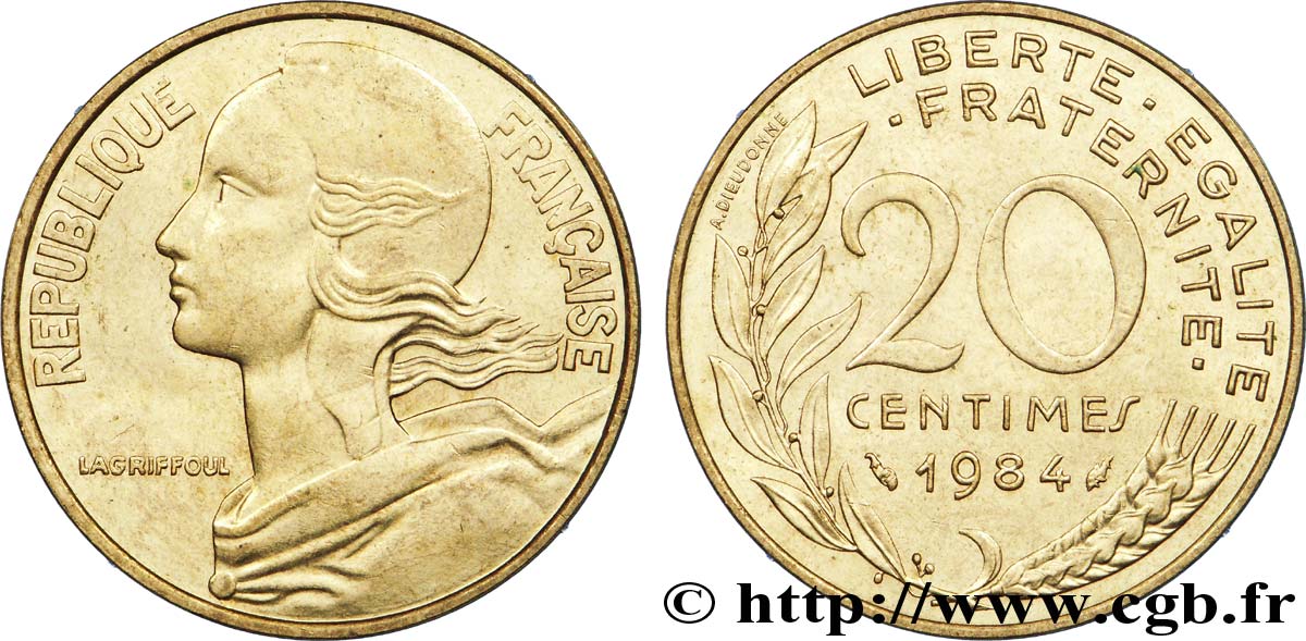20 centimes Marianne 1984 Pessac F.156/24 AU 